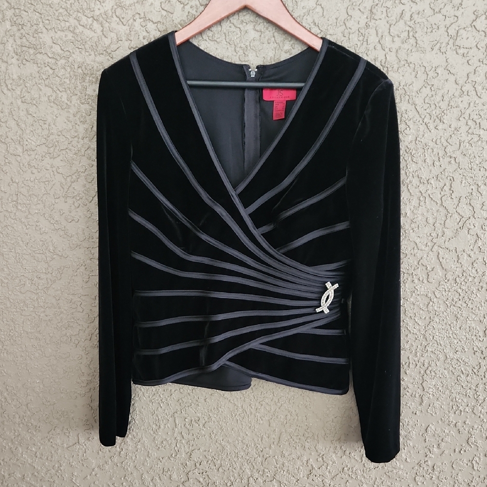 JS Collections Velvet Long Sleeve Top Vintage Formal